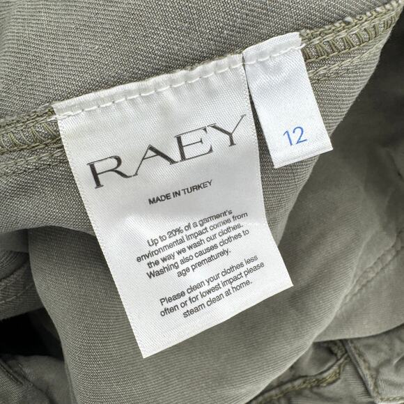 Raey Wide Leg Pants Womens 12 (32x26 ACTUAL) Green Coastal Lyocell Button Fly - Picture 7 of 10